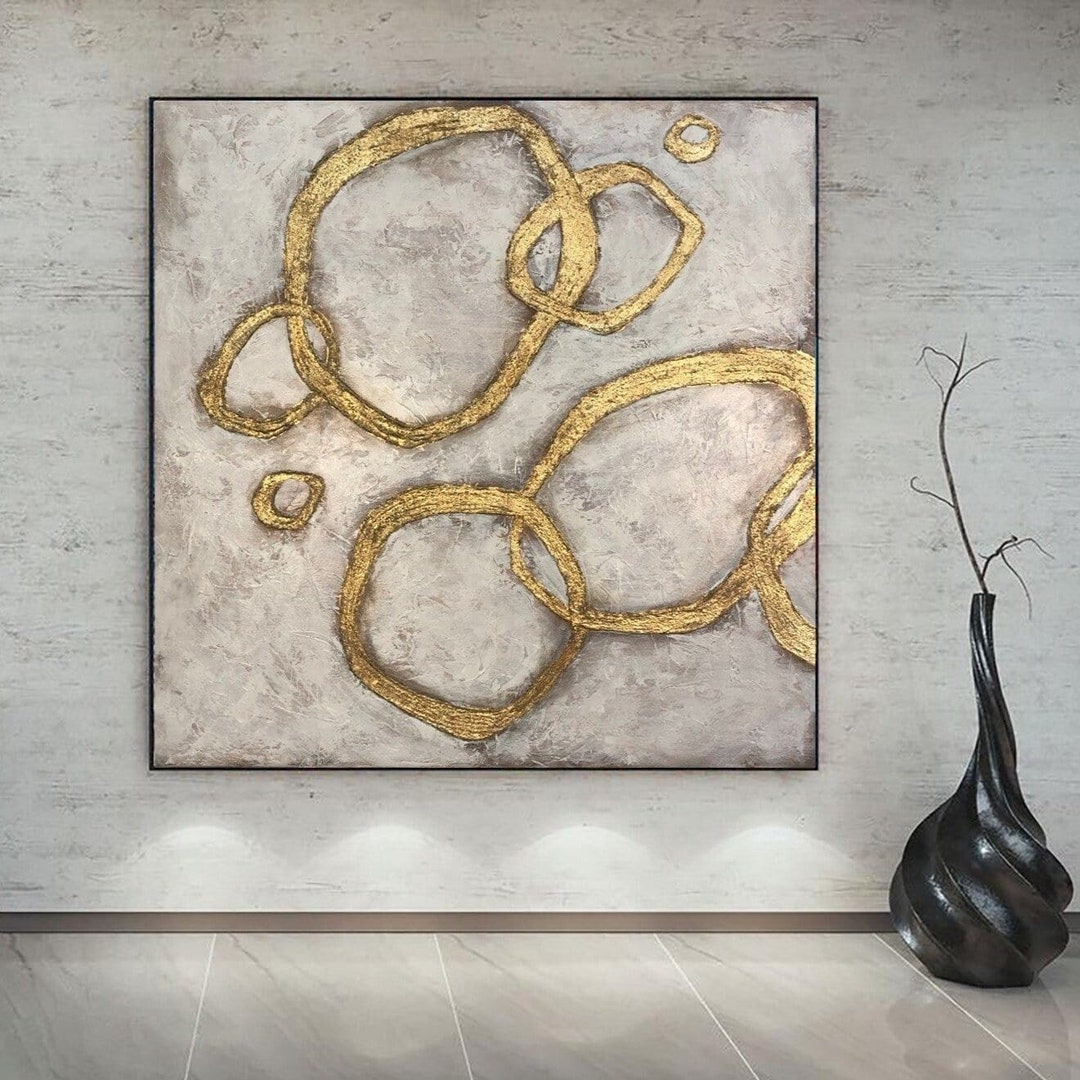 Large Original Abstract Painting on Canvas Gold Leaf Creative - Etsy