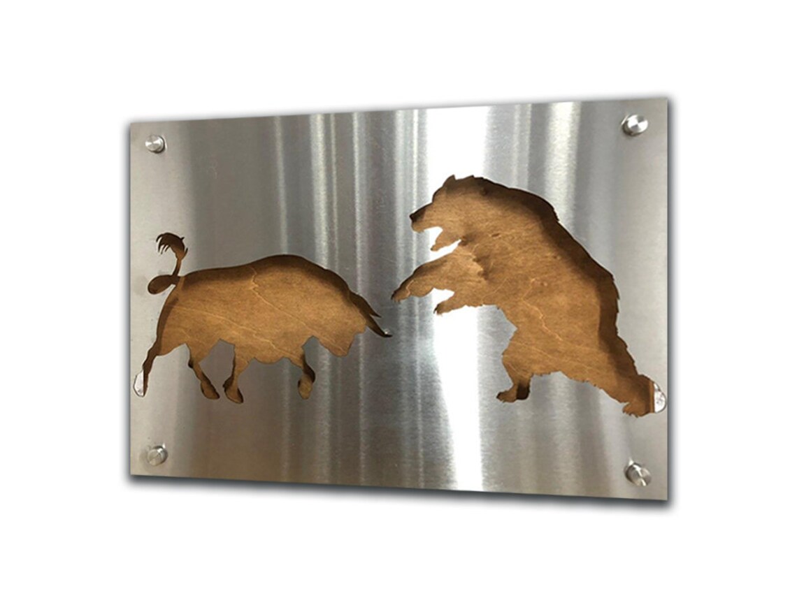 Bull and Bear Wall Art Gift for Investor Metal Wall Hanging Etsy