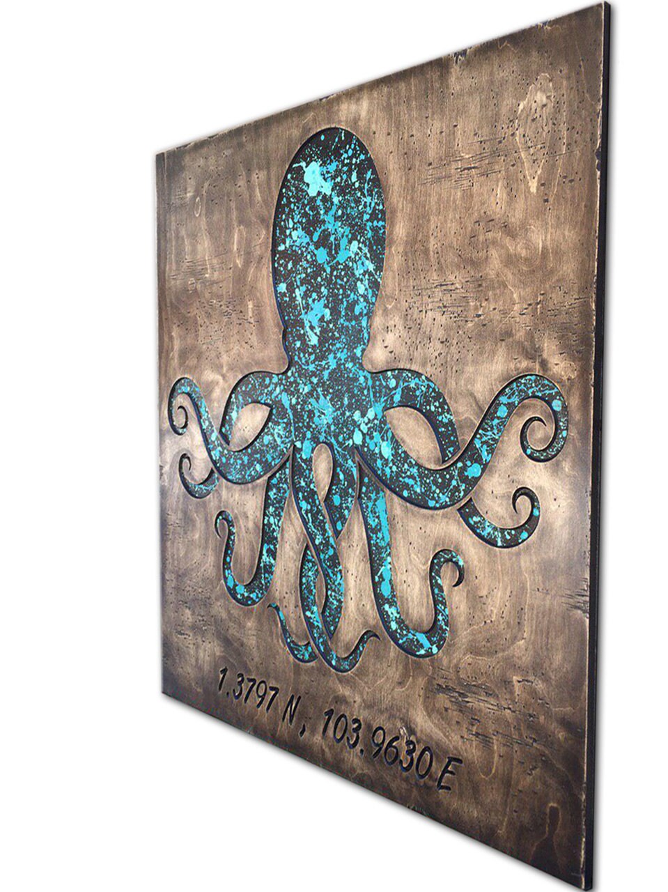 Octopus Wall Art Customized Print on Wood Octopus Wall Hanging Etsy