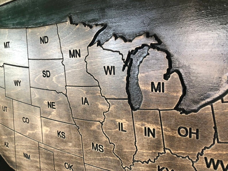 Wooden United States Map Wall Art Wood Map of USA Wall Decor Etsy