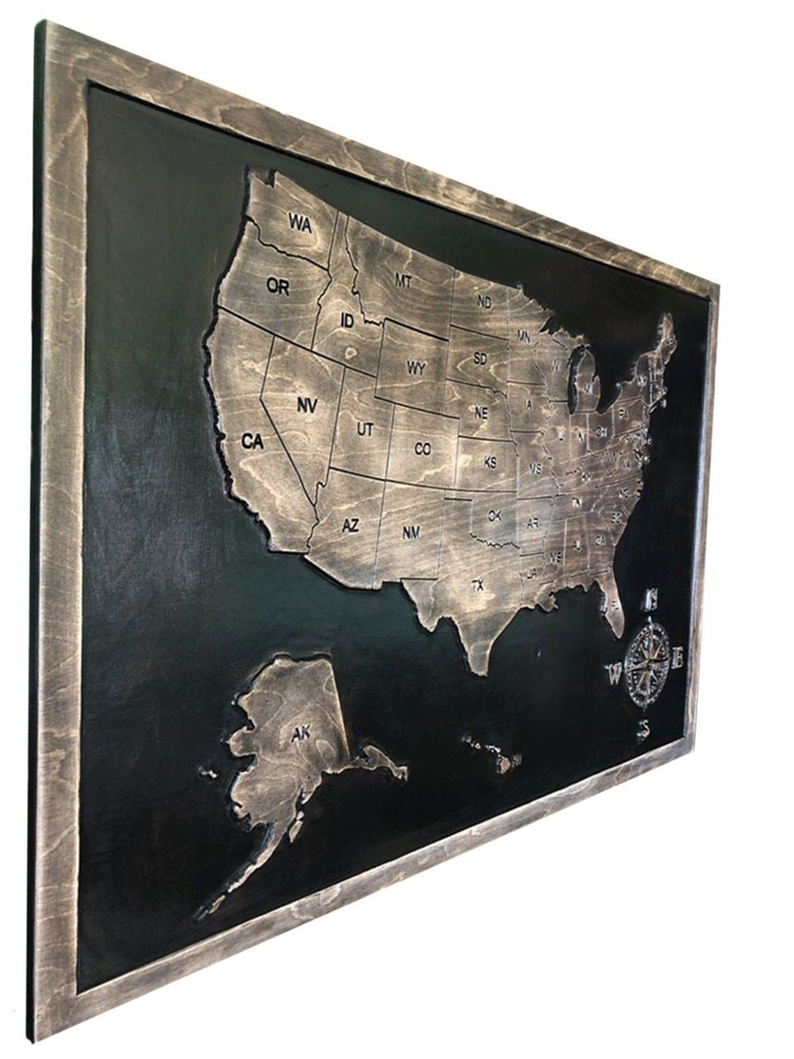 Wooden United States Map Wall Art Wood Map of USA Wall Decor Etsy