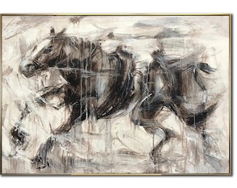 Horse Abstract Painting Brown Painting Large Painting on Canvas Horse Oil Painting Modern Abstract Painting Horse Artwork for Living Room
