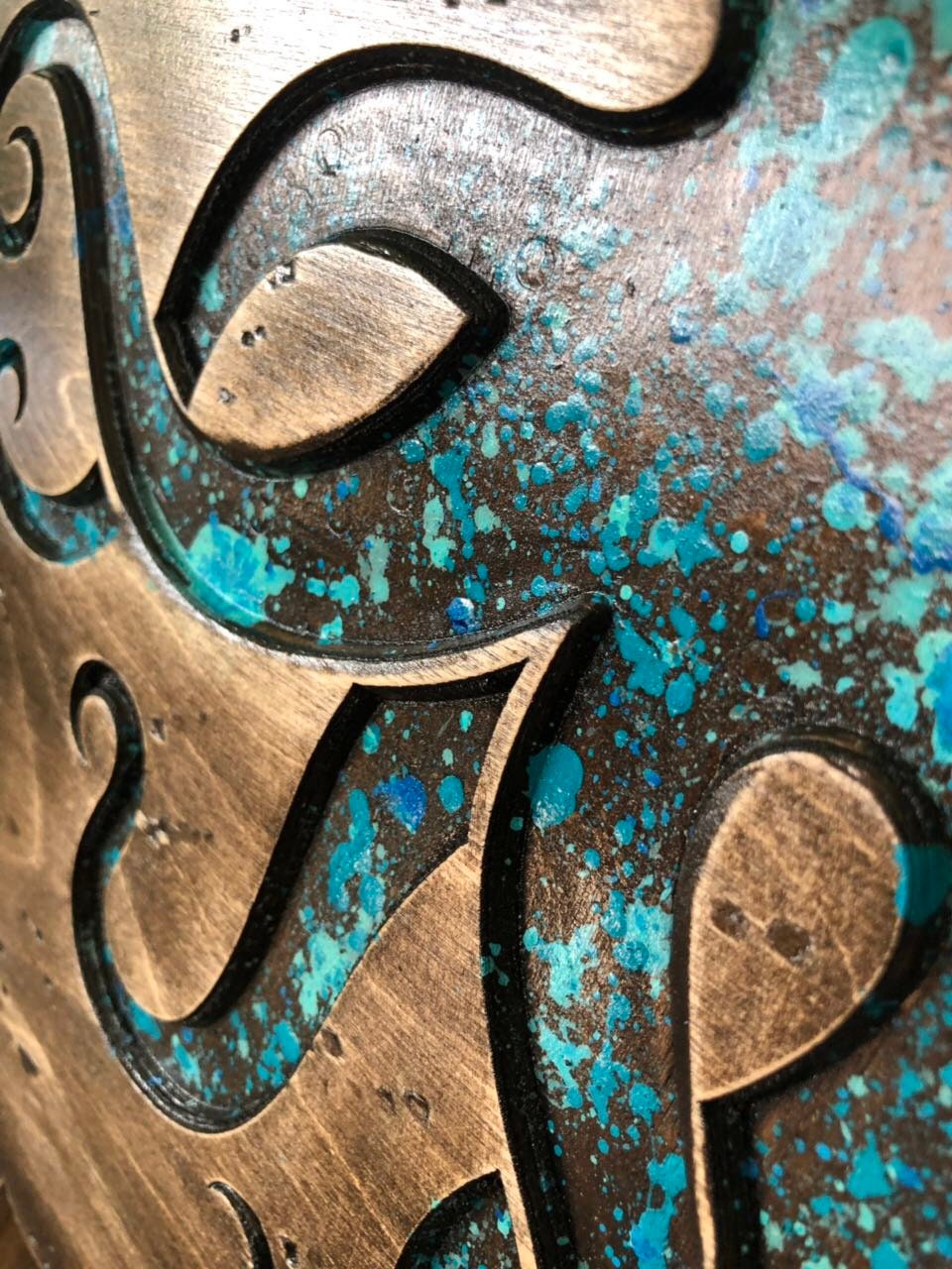 Octopus Wall Hanging Wooden Panel Art Office Decor Solid Wall Etsy