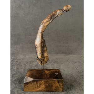 14.5x6.7 Driftwood Art Figura de mesa de madera original Arte de madera creativo para el hogar Decoración de escritorio original HERMIT imagen 1