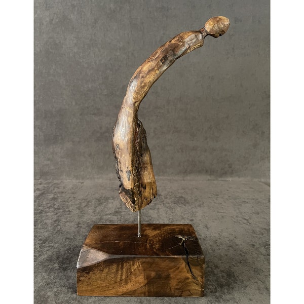14.5x6.7" Driftwood Art Figura de mesa de madera original Arte de madera creativo para el hogar Decoración de escritorio original HERMIT
