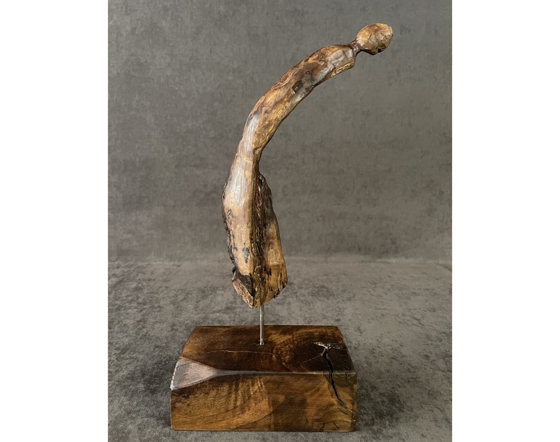 14.5x6.7 Driftwood Art Figura de mesa de madera original Arte de madera creativo para el hogar Decoración de escritorio original HERMIT imagen 1