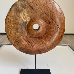 18.5x12.2 Abstract Wood Sculpture Wall Art Modern Round Wood Statue Hand Carved Art Table Desktop Wall Art for Indie Room NATURE OF THINGS zdjęcie 6