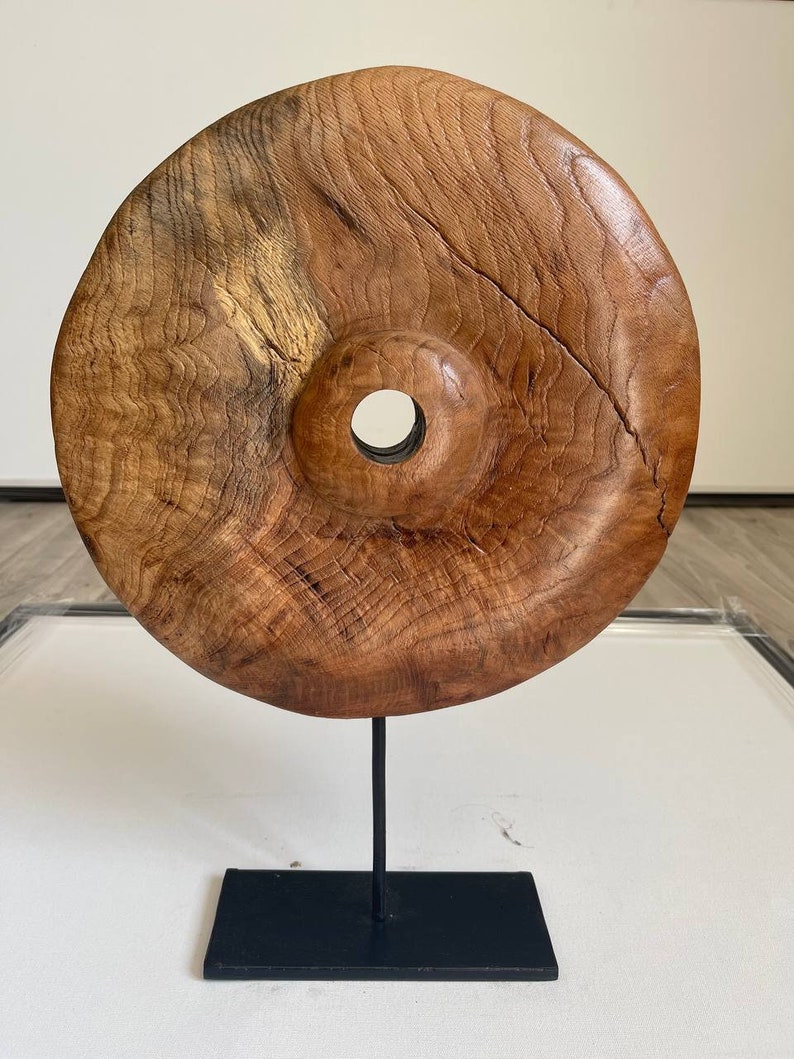 18.5x12.2 Abstract Wood Sculpture Wall Art Modern Round Wood Statue Hand Carved Art Table Desktop Wall Art for Indie Room NATURE OF THINGS zdjęcie 6