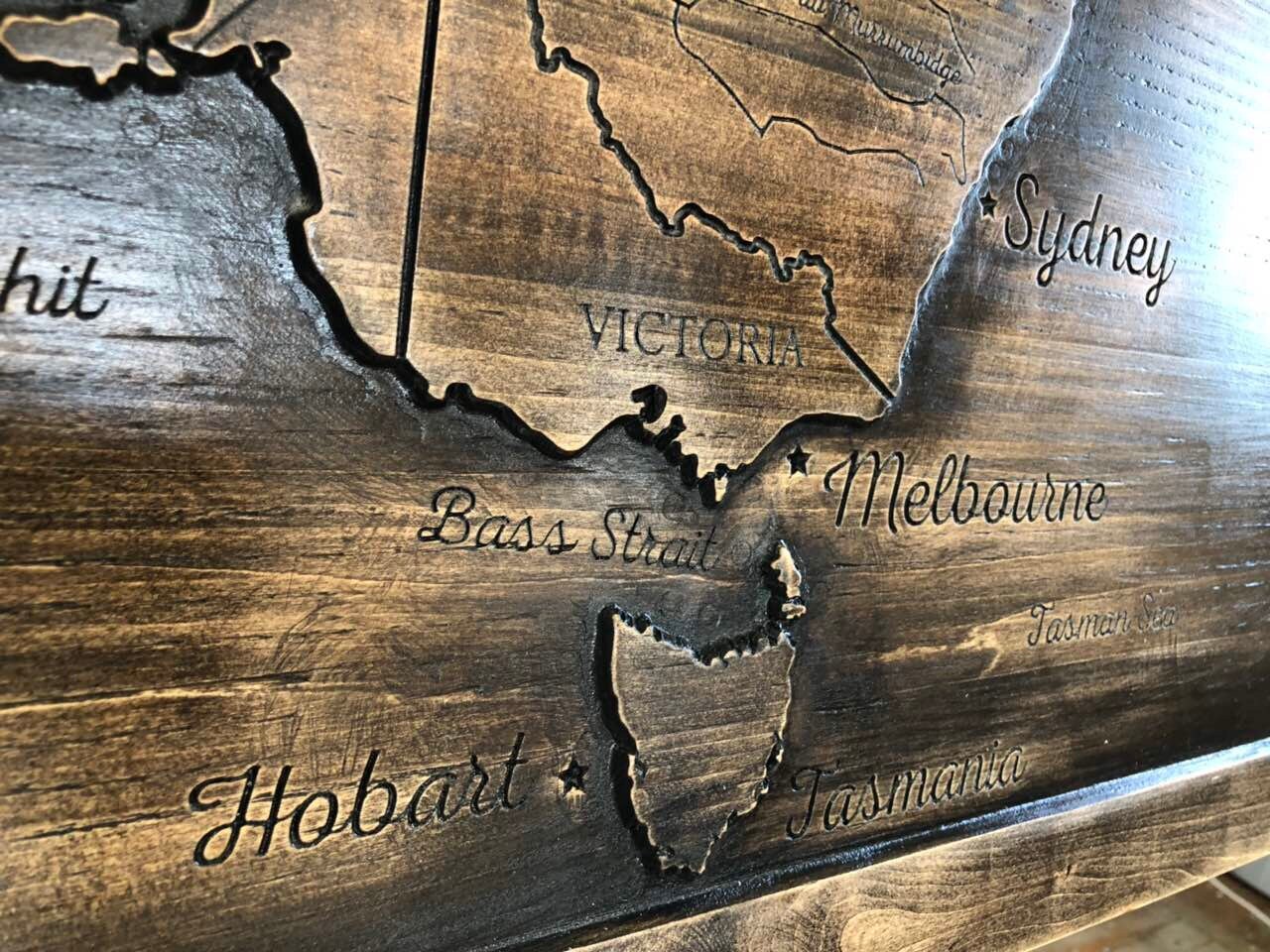 Australia Map Wood Decor Carved Wood Map Large Wooden Art Etsy