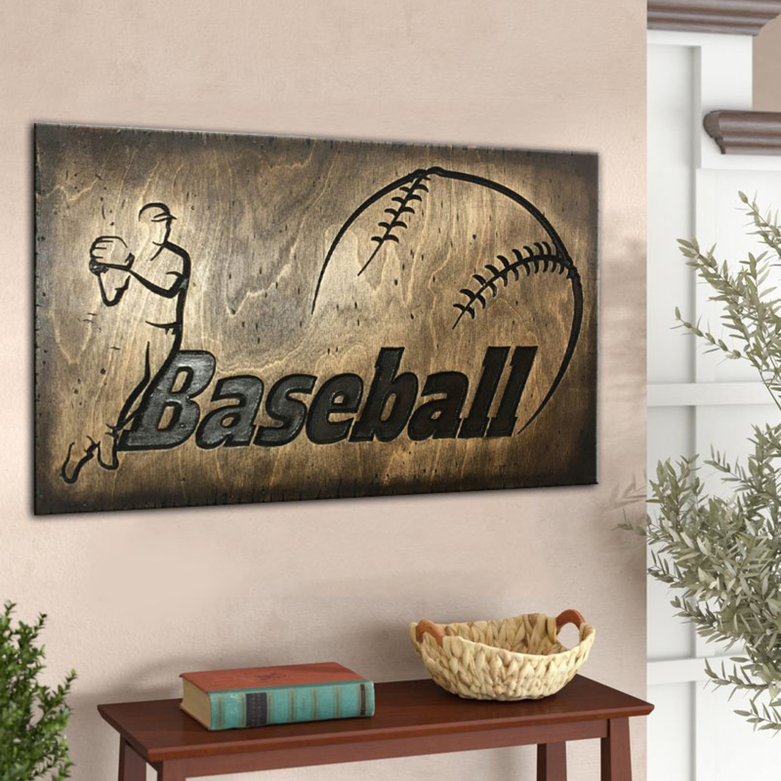 Wooden Baseball Sign Custom Sign Engraved Wood Sign Baseball Etsy