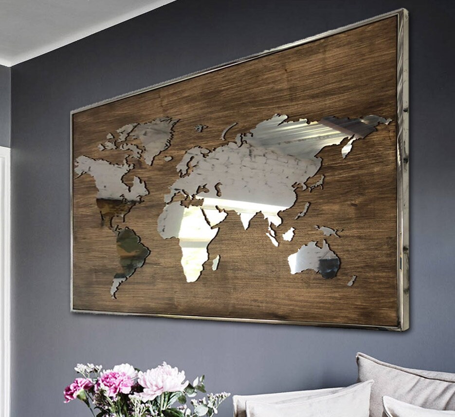 Original Metal World Map Large Metal World Map Wedding Sign Etsy
