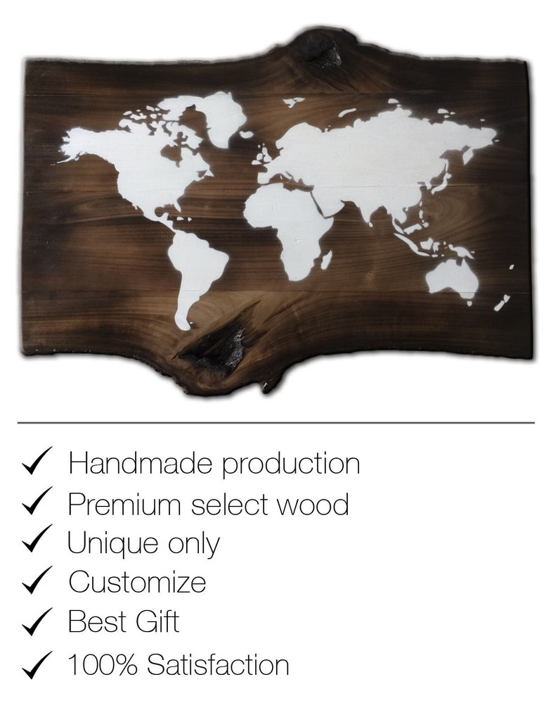 Wooden Map Of The World Office Decor Custom Sign Wall Hanging Etsy