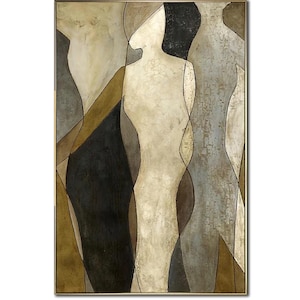 Abstract Figurative Painting Gold Leaf Wall Art Original Paintings On Canvas Fashion Art Abstract Human Painting Textured Fine Art