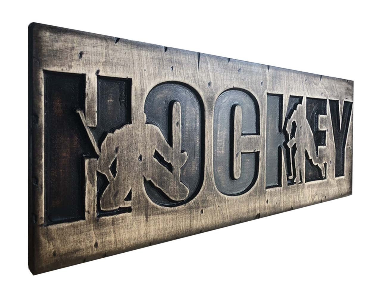 Hockey Wall Art Engraved Wood Sign Wooden Art Decor Custom Etsy