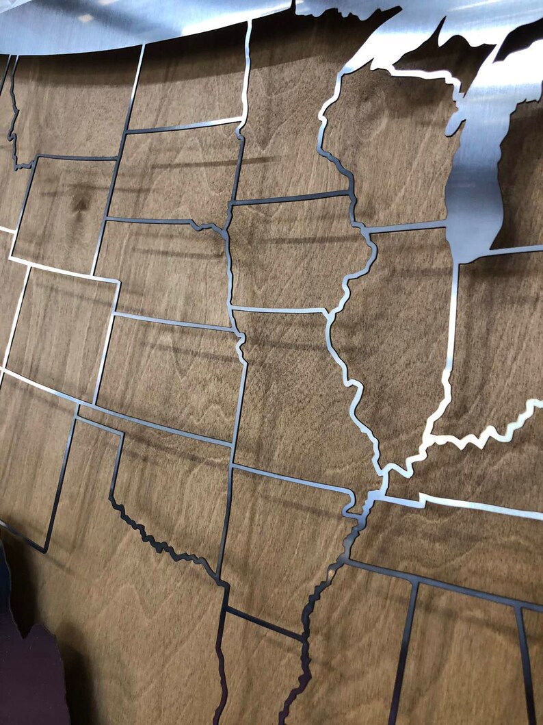 Metal USA Map Stainless Steel Map of USA Unique Metal American - Etsy