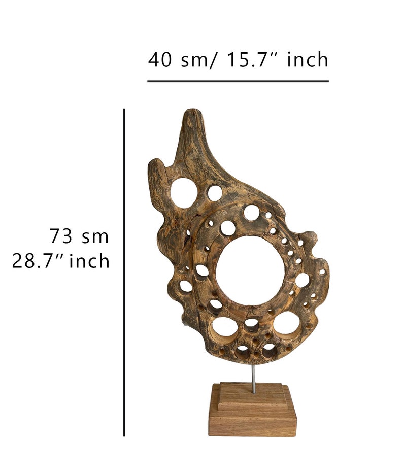 70x15 cm Abstrakte Holzskulptur Kunst Holz Statue Handgeschnitzte Wand Kunst Skulptur Figur Desktop Art für Wohnzimmer Wand Dekor Bild 5