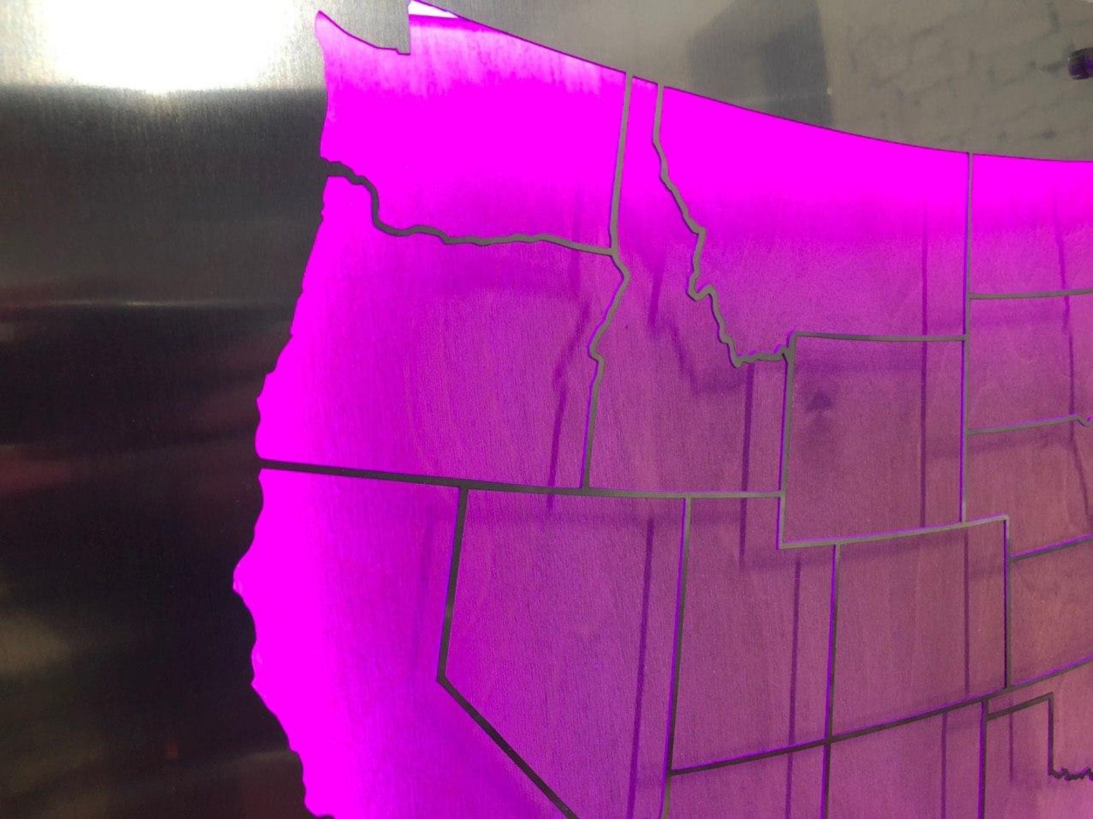 Metal USA Map RGB Metal American Map Wall Hanging Led Etsy