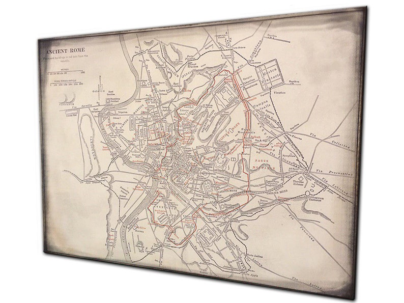 Topography of Ancient Rome Wall Decor Ancient Rome Map Print Etsy