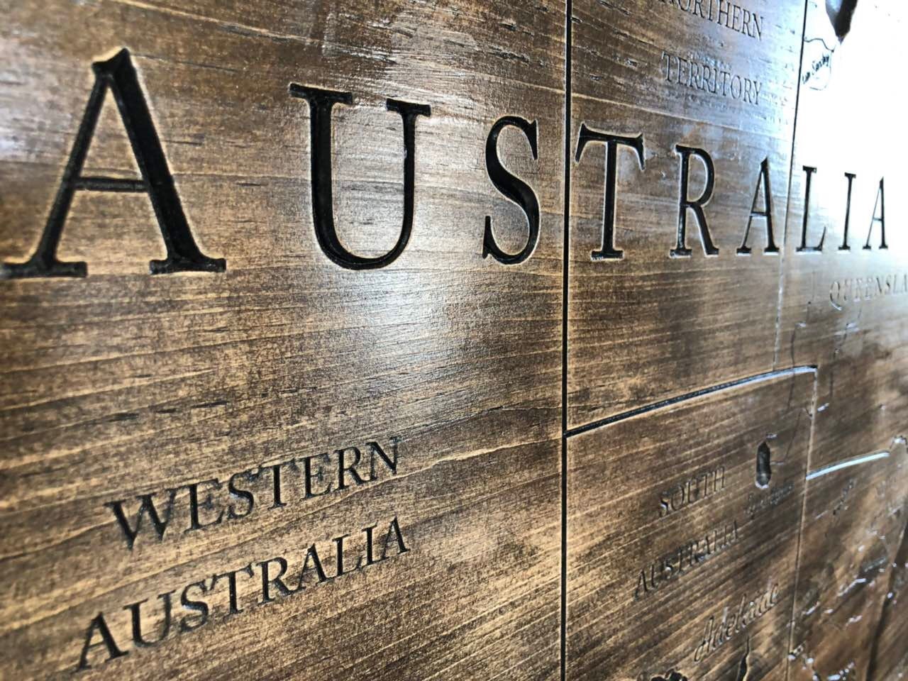 Australia Map Wood Decor Carved Wood Map Large Wooden Art Etsy