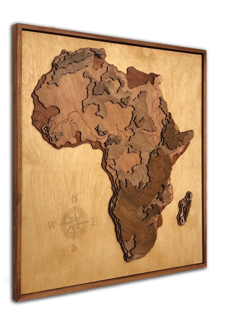 Wooden Africa Map Wall Art 3D Map of Africa Topographic Map