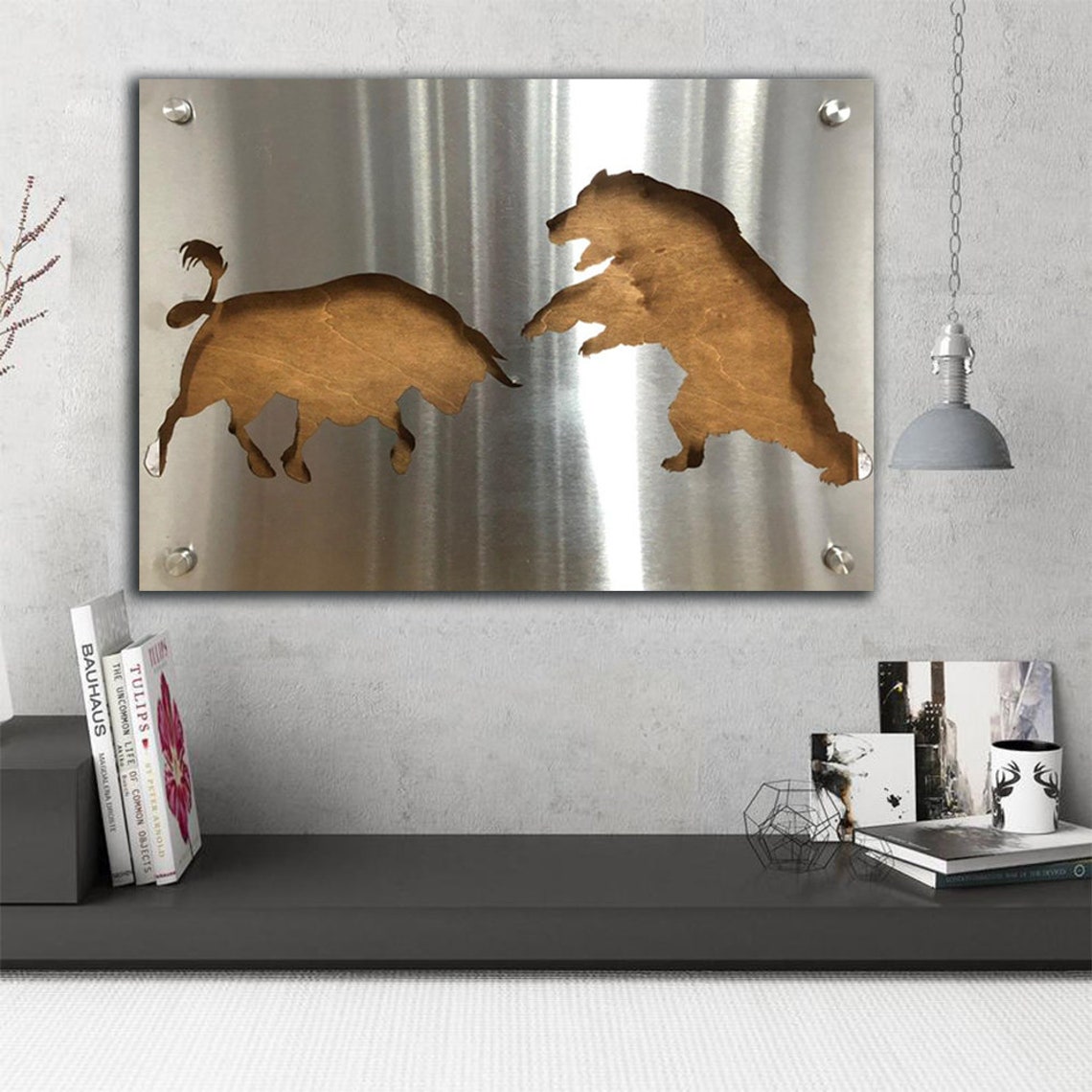 Metal Bull and Bear Wall Art Wall Street Stock Exchange Metal Etsy