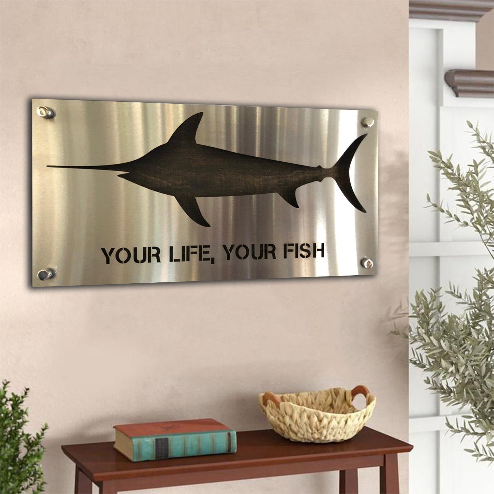 Metall Fisch Holz Wand Dekor Wand Kunst Metall Kunst Fischer | Etsy