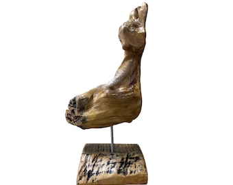 24.8x9 "Abstrakte Holzskulptur Kunst ModernWood Statue Treibholz Skulptur Hand geschnitzte Kunst Strukturierte Tischplattenkunst