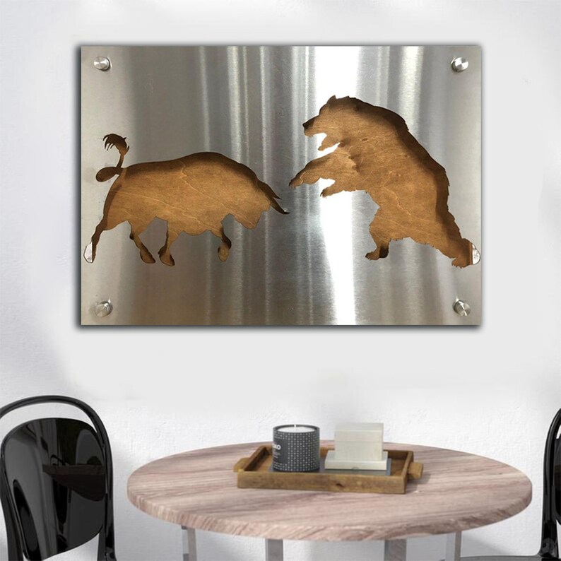 Bull and Bear Wall Art Gift for Investor Metal Wall Hanging Etsy