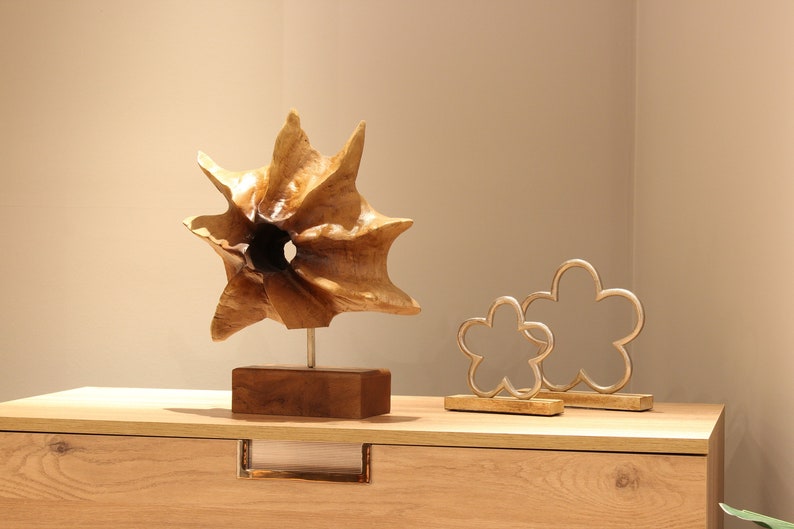 16x14 Original Wood Figurine Abstract Starfish Creative Modern Sculpture Table Decor Wood Desktop Art EDELWEISS image 1
