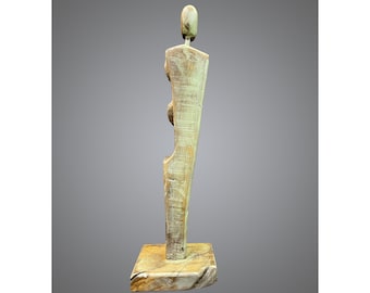 21.2x6.3" Abstract Vertical Wood Table Figurine Original Human Desktop Art for Home Decor SOLITUDE