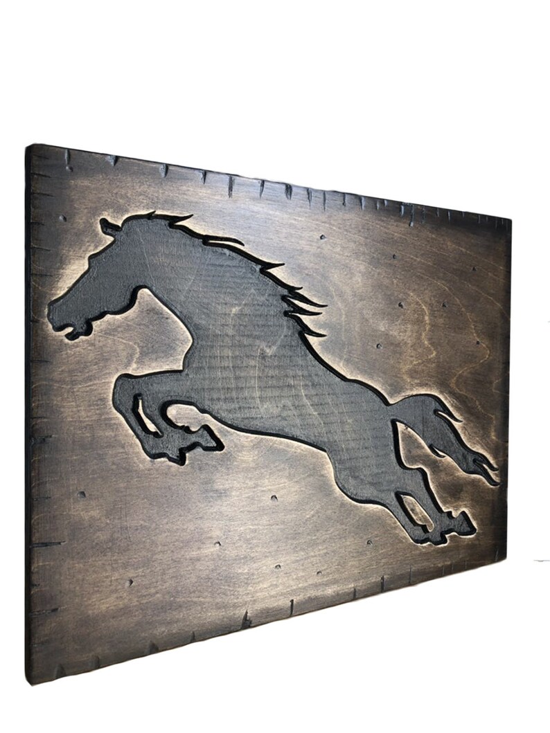 Horse Art Wall Hanging Decor Wood Art Office Decor Solid Wood Etsy