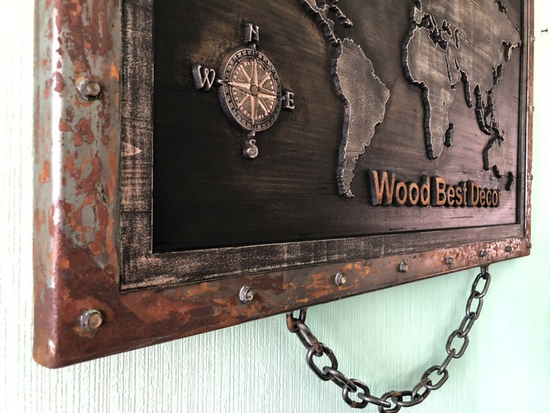 Original wall decor map Wooden art decor Exclusive World Map Etsy