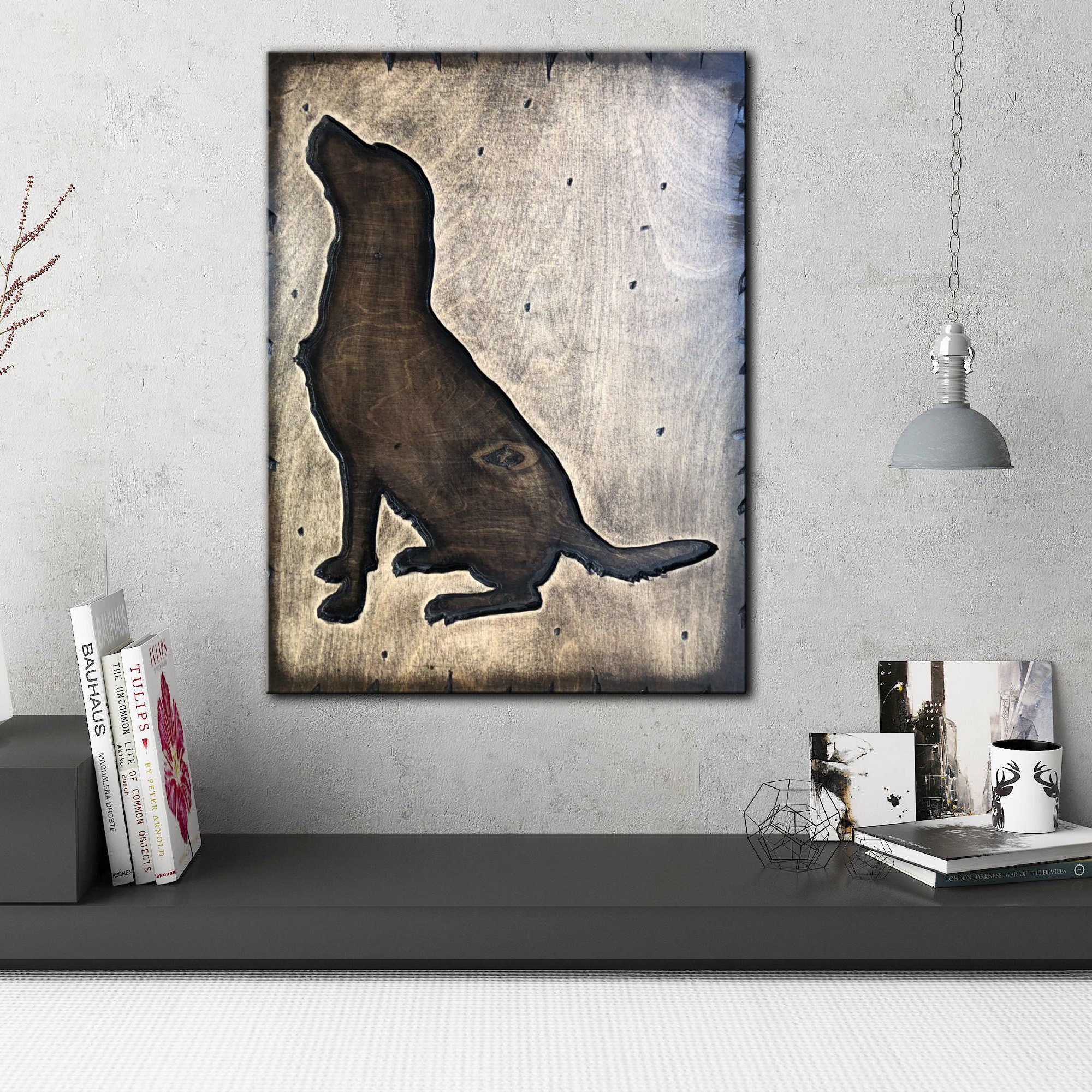 Dog Wall Art Wooden Panel Art Puppy Print on Wood Decor | Etsy