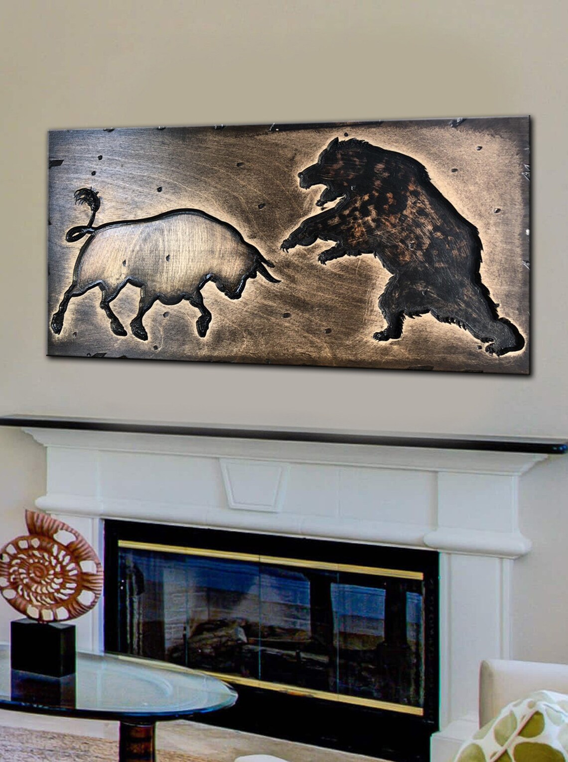 Bull And Bear Wall Art Board of Trade Symbol Wall Street Art Etsy