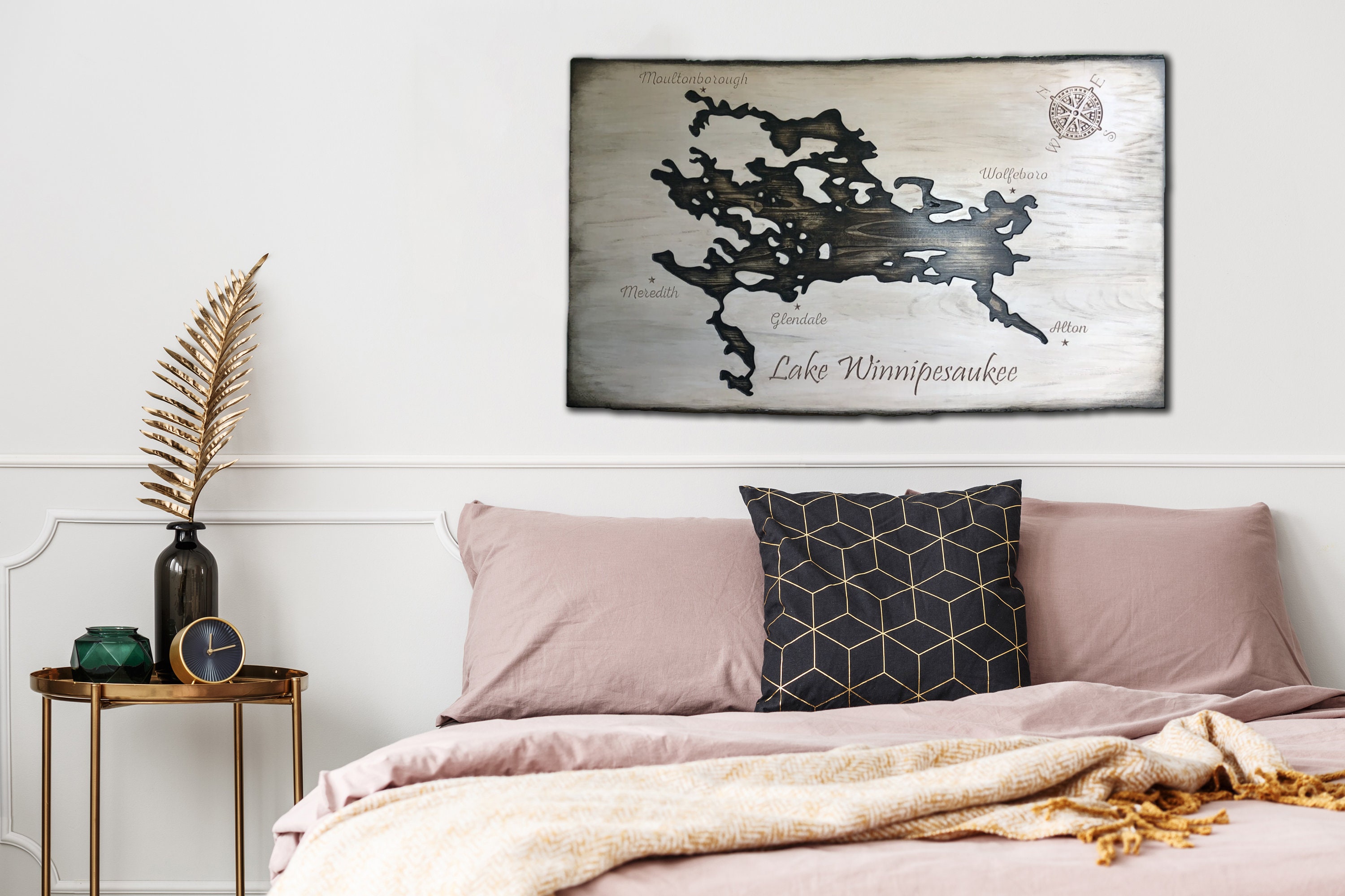 Lake Winnipesaukee Wood Map Custom Wooden Map Carved on Wood - Etsy