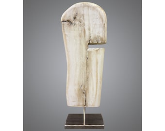 Escultura de madera Vertical abstracta de 22x7 pulgadas, arte de escritorio acanalado de madera blanca moderna, figura de mesa Original para decoración de habitación, TRIGGER