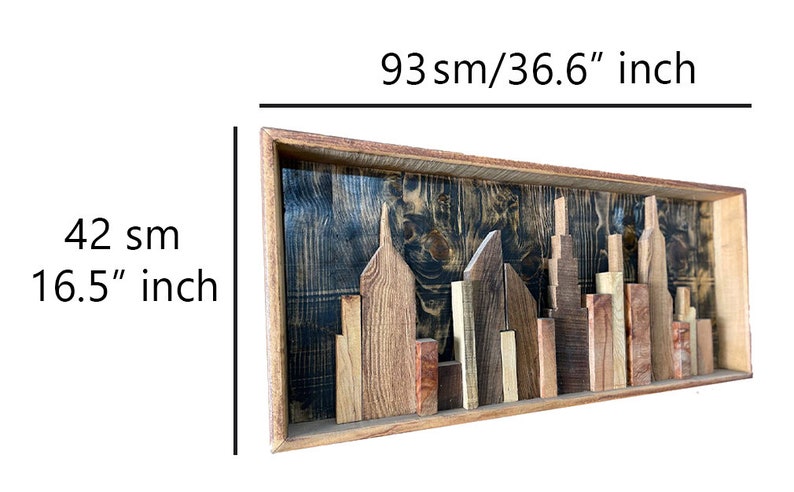 Cityscape 3D Wooden Plaque Cityscape Carved On Wood Panel Cityscape Sign Wall Hanging Decor Wood Carved Deocr for Indie Room Decor image 2