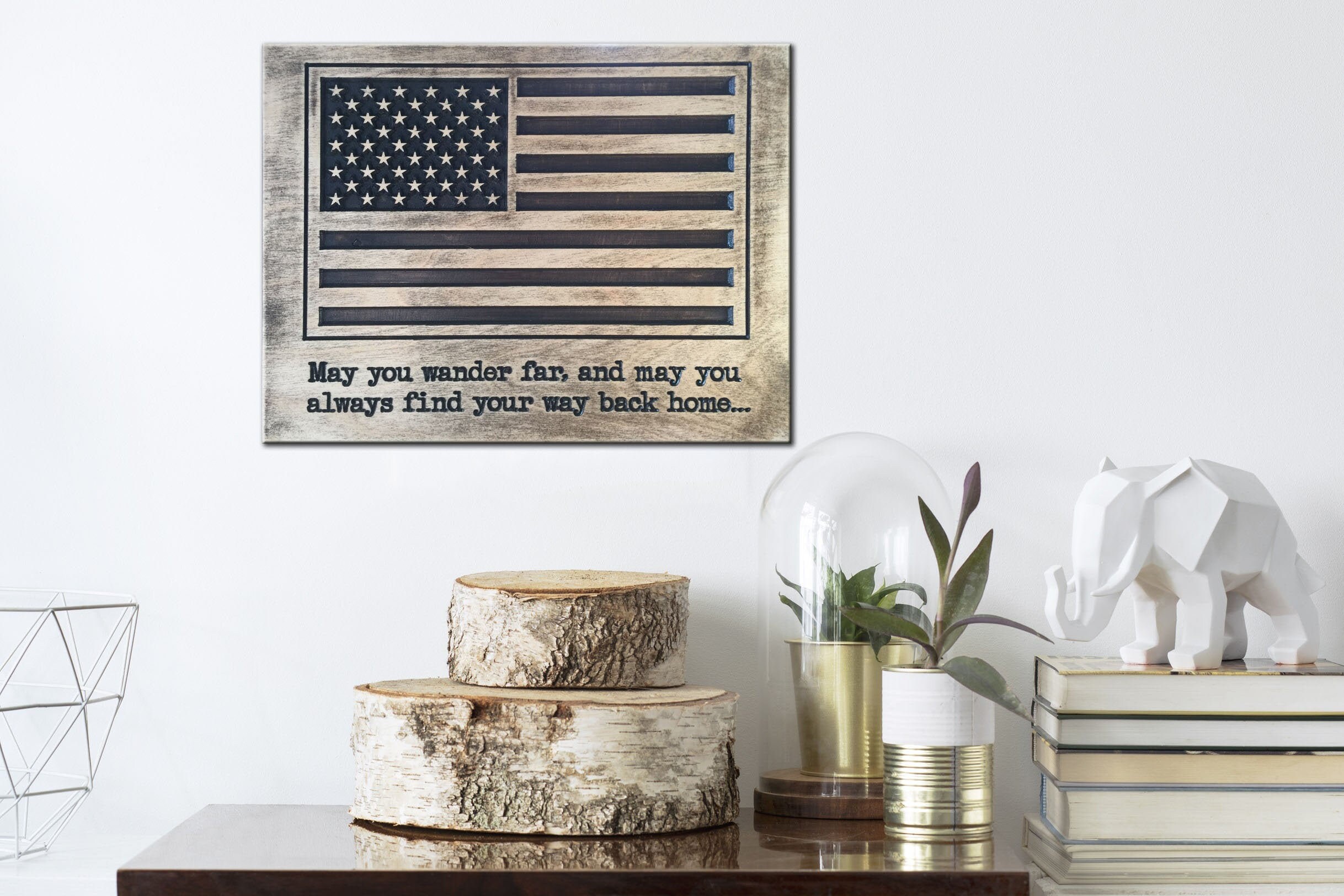 USA Flag Decor Custom Wooden Home Decor Sign Wall Flag Etsy