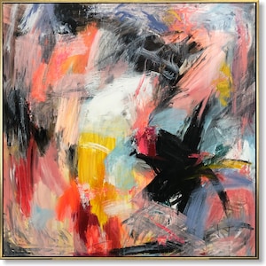 Large Colorful Abstract Painting Paintings on Canvas Original Expressionist Art Modern Oil Painting Textured Mixed Media Art Home Wall Decor
