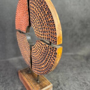 18.5x14 Original Wood Disc Sculpture Creative Partitioned Disk Abstract Symbol Wood Desktop Art GOLDEN DISK zdjęcie 3