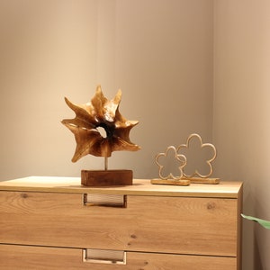 16x14 Original Wood Figurine Abstract Starfish Creative Modern Sculpture Table Decor Wood Desktop Art EDELWEISS image 3