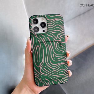 Abstract Swirls card pocket case iPhone 14 13 12 Pro Max iPhone 11 Pro iPhone 12 Mini iPhone XR XS Max iPhone 8 7 Plus iPhone SE cfd318