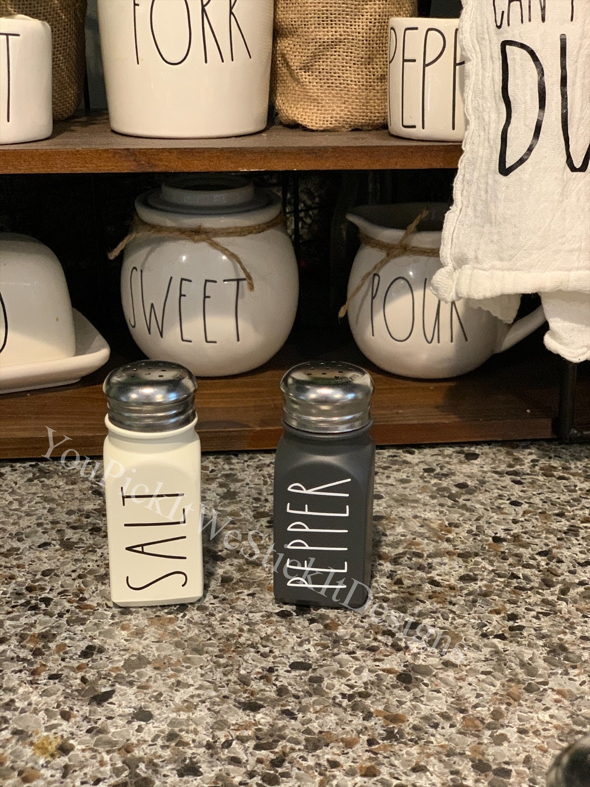 Salt and Pepper shakers Rae Dunn InspiredCream and Black Etsy