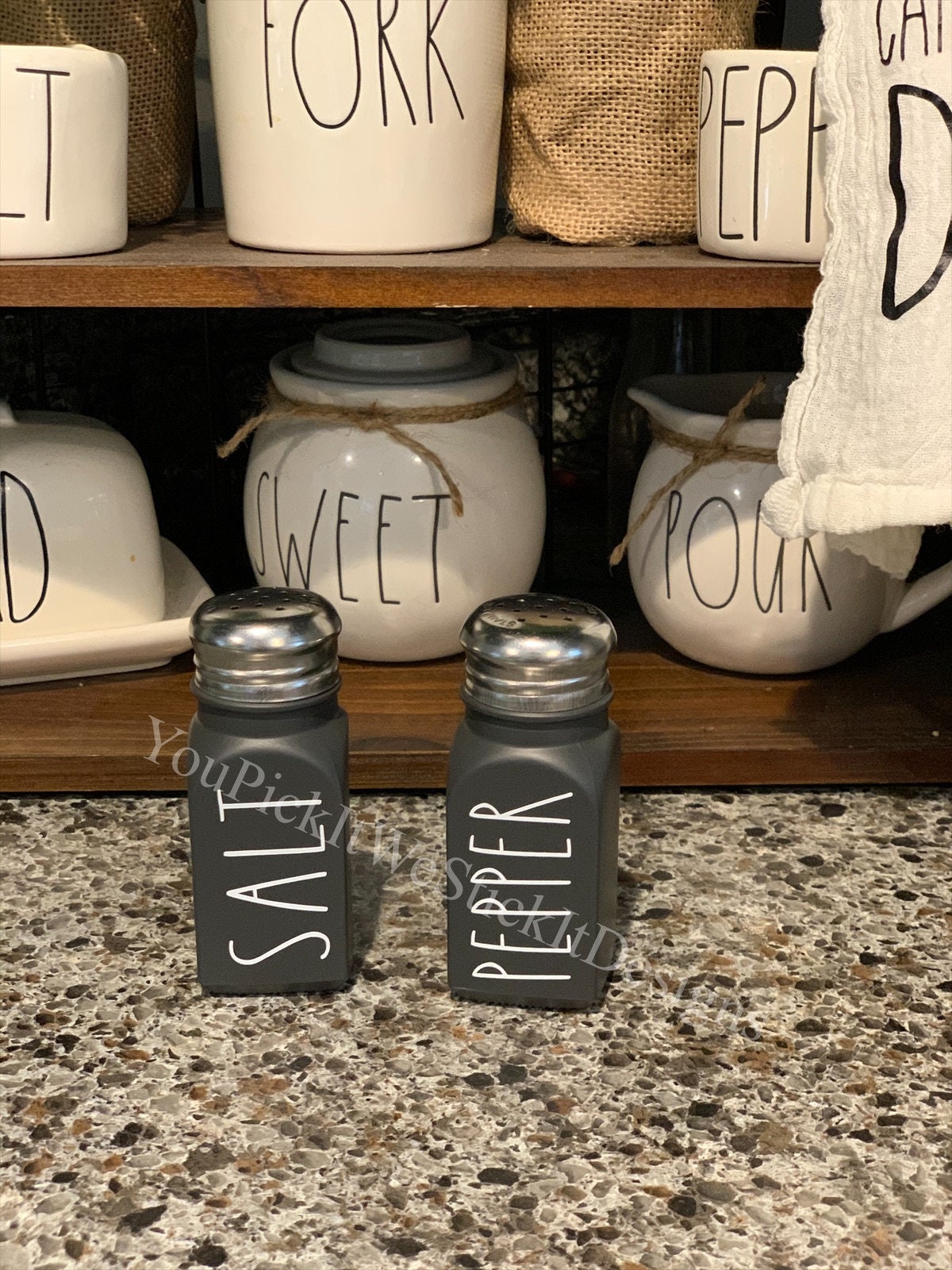 Salt and Pepper shakers Rae Dunn InspiredCream and Black Etsy