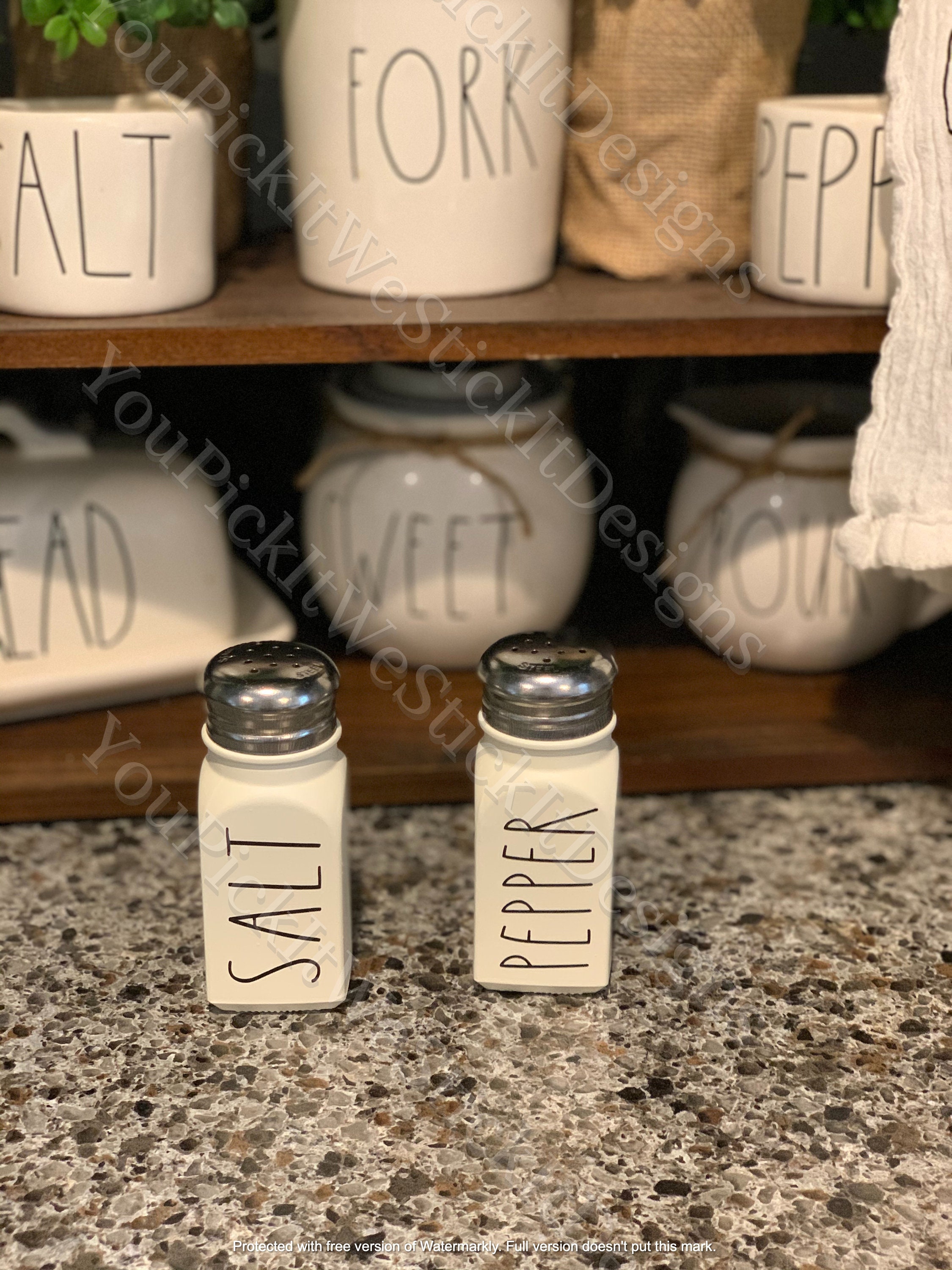 Salt and Pepper shakers Rae Dunn InspiredCream and Black Etsy