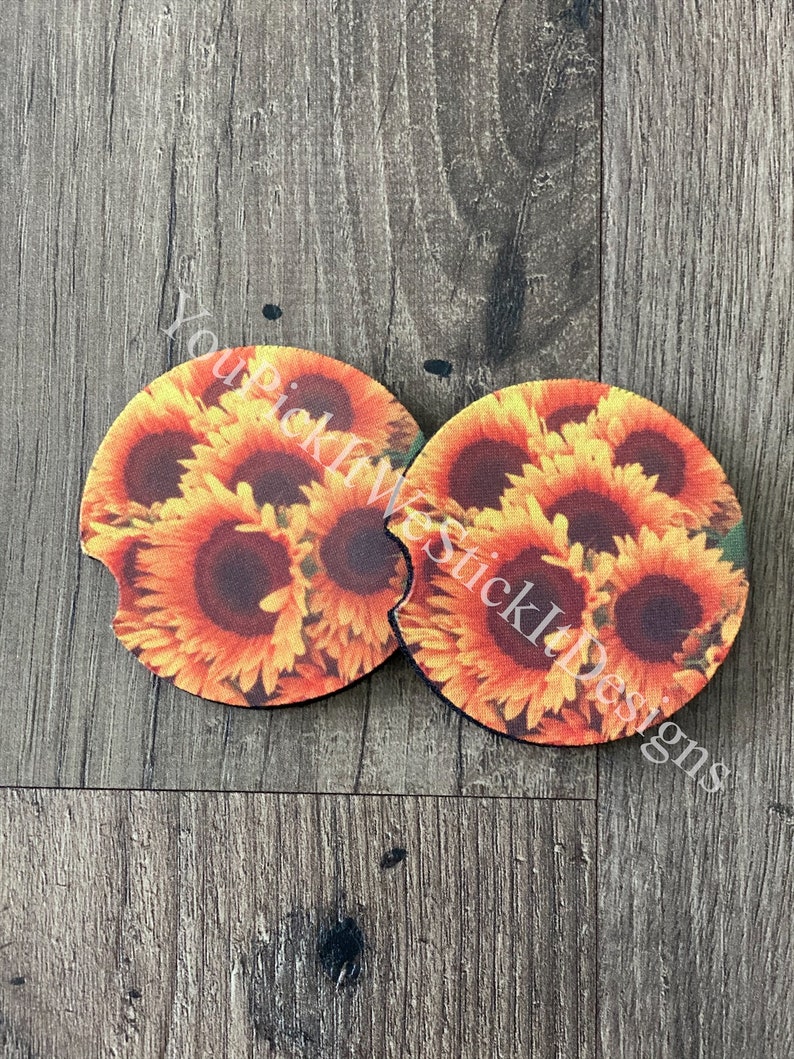 Cup Holder Coaster Set Rubber Coasters Sun Flower Car Coaster Set