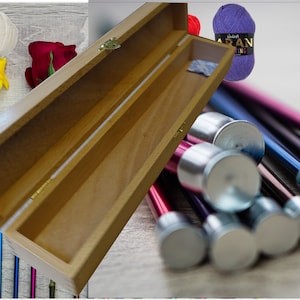 Organizador de agujas de tejer de madera de haya personalizado con personalización Favorito del Día de la Madre