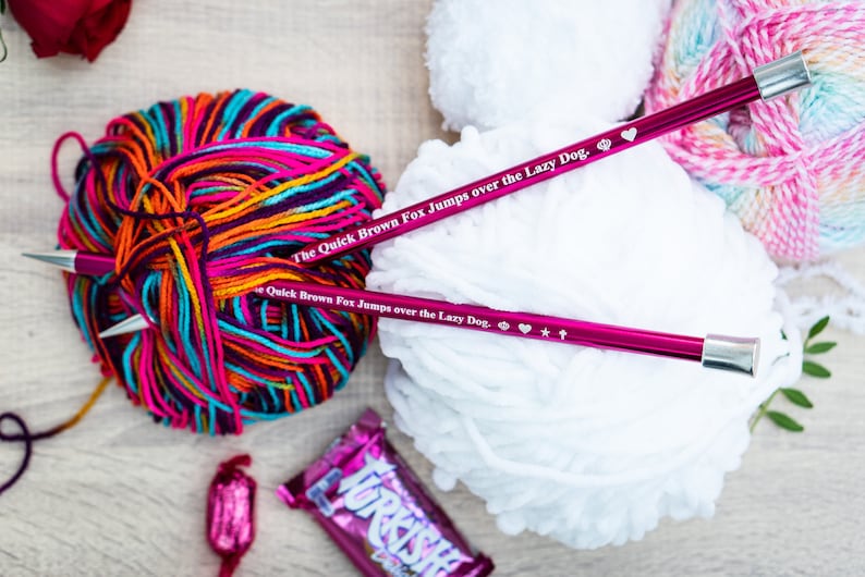 Knitters Love Personalised Quality Knitting Needles LASER etched with your message ... For all of the Special Occasions image 2