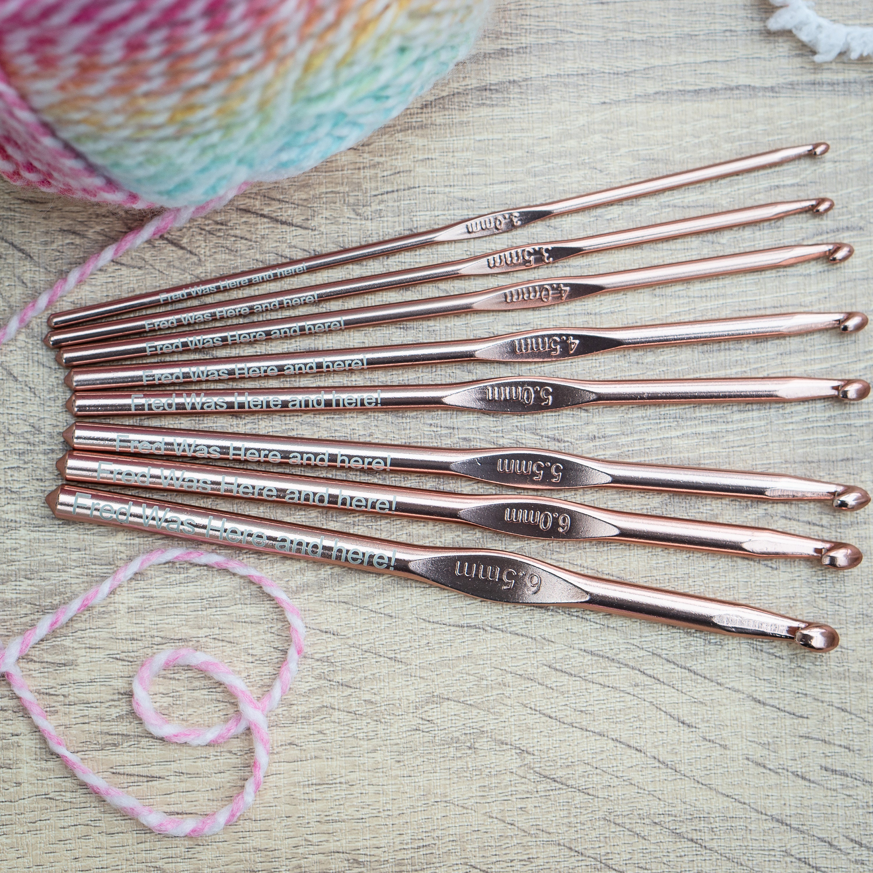 Personalised Rose Gold Crochet Hooks Set - Engraved Gift for Crochet Lovers, Mum, Grandma
