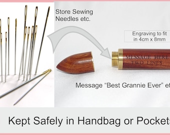 Personalized Wooden Needle Case, Engraved Keepsake Gift
